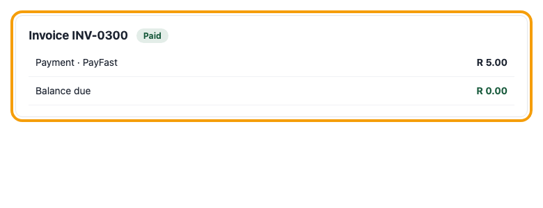 A paid invoice with a zero balance